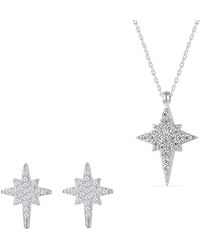 Spero London - Northern Star Polaris Starburst Sterling Necklace & Stud Earring Set - Lyst
