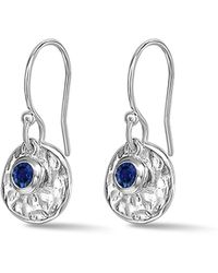 Dower & Hall - Sapphire Hammered Disc Drop Earrings - Lyst