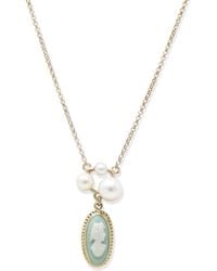 Vintouch Italy - Lilith Gold-plated Green Cameo And Pearl Necklace - Lyst