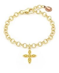Unaloe - Floral Cross Charm Bracelet – Vermeil - Lyst