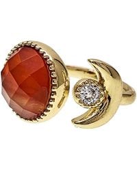 Farra - Agate With Zircon Open Ring - Lyst
