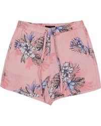 lords of harlech - Leanne Exotic Floral Coral Drawstring Short - Lyst