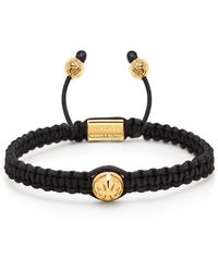 Nialaya - S Black String Bracelet With Gold Cz Bead - Lyst