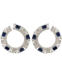 LÁTELITA London - Freya Baguette Hoop Earrings Silver Sapphire - Lyst
