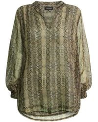 James Lakeland - Multi-Tone Snake Print Sheer-Sleeve Blouse - Lyst