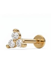 Zahav Jewelry - 14K Solid 18G 8Mm Trinity Cz Internally Threaded Flat Back Stud - Lyst