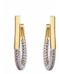 Nuvv Collection - Two-Tone Crystal Pavé Hoop Earrings - Lyst