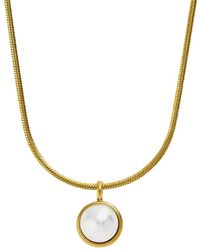 ADIBA - The Round Pearl Pendant Stainless Steel Necklace - Lyst