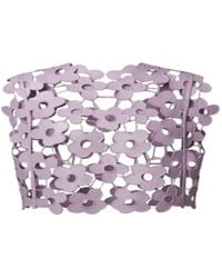 Saachi - Floral Open Knit Vest Lilac Top - Lyst