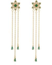 Ebru Jewelry - Blossom Glow Emerald Drop Earrings - Lyst