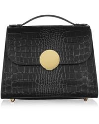 Le Parmentier - Bombo Croco Embossed Leather Top-Handle Satchel Bag W/Strap - Lyst