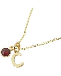 Harfi - Mini Garnet January Birthstone Gem And Initial Plated Necklace - Lyst