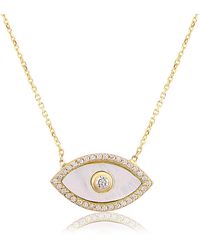 BY EDA DOGAN - Enamel White Eye Necklace Zircon Stone Details Eye Necklace Design,protection Timeless Necklace - Lyst