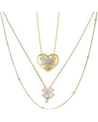 Spero London - Heart X Italian Beaded Clover Sterling Stacking Necklace Layering Set - Lyst