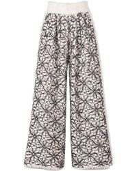 Julia Allert - Neutrals Elastic Waist Abstract Textured Wide Pants – Ivory - Lyst
