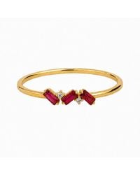 Belinda Jewelz - Ruby Triple Baguette Birthstone Ring - Lyst