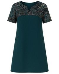 Conquista - Short Sleeve A Line Dress With Print Detail - Lyst