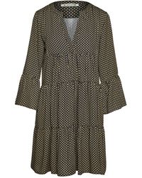 Conquista - Print Viscose Gathered Seams Dress - Lyst
