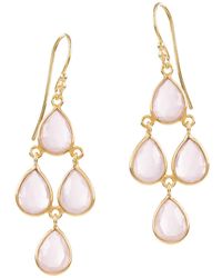 Amadeus Sophia Pink Quartz And Gold Chandelier Earrings - Multicolour