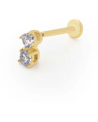 LINYA JEWELLERY - Real Stone Tragus, Double Stone Piercing, Dainty Mini Earrings, Minimalist Jewellery, Screw Back Earrings Tragus - Lyst