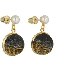 Soft Strokes Silk - Neutrals Pure Silk Brocade Earrings With Freshwater Pearls - Lyst