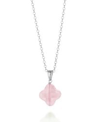Nellou Jewellery - Rose Quartz Gem Clover Necklace Sterling - Lyst