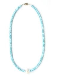 Shar Oke - Freshwater Pearl & Larimar Necklace - Lyst