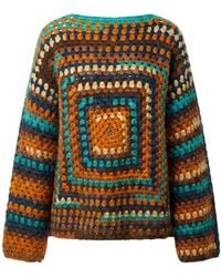 Ana Chic - Rust And Granny Square Handmade Crochet Jumper - Lyst