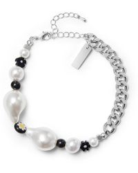 Undefined Jewelry - Pearl & Chain Bracelet Black Mmrz - Lyst