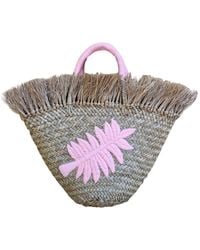 OhSun - Neutrals Lush Straw Fringe Mini Tote - Lyst
