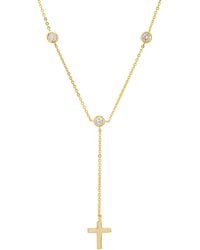 Kylie Harper - Bezel-Set Diamond Cz Cross Y Necklace - Lyst