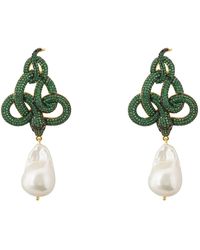 LÁTELITA London - Viper Snake Baroque Pearl Drop Earrings Gold Emerald Cz - Lyst