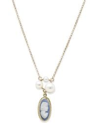 Vintouch Italy - Lilith Gold-plated Sky Blue Cameo And Pearl Necklace - Lyst