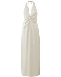 Aisl - Ivory Ruched Halter Maxi Dress - Lyst