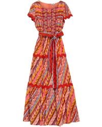 Niza - Midi Dress With Contrasting Print And Bow - Lyst