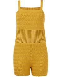Peraluna - Iris Openwork Harringborn Knit Playsuit - Lyst