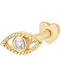 Vanhi - 14K Solid Lab-Grown Diamond Evil Eye Flat Back Stud - Lyst