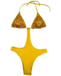 Julia Clancey - Sunshine Yellow Sequin Monokini - Lyst