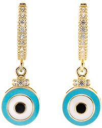 Ebru Jewelry - Enamel Evil Eye Plated Earrings - Lyst