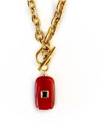 Persia Dona Jewelry - Oblong Carnelian & Vintage Chain Necklace - Lyst