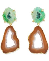 YAA YAA LONDON - Summer Love Caramel Green Crystal Gemstone Gold Earrings - Lyst