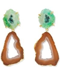YAA YAA LONDON - Summer Love Caramel Green Crystal Gemstone Gold Earrings - Lyst