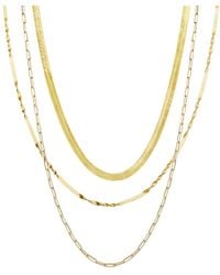 Spero London - Herringbone Semi Twisted & Paperclip Chain Sterling Layering Necklace Set - Lyst