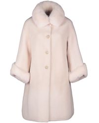 Santinni - 'monroe' 100% Wool & Faux Fur Teddy Coat In Bianco - Lyst