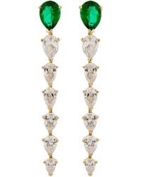 SALLY SKOUFIS - Pure Cascade Earrings With Made Emeralds & Cz Diamond Stimulant - Lyst