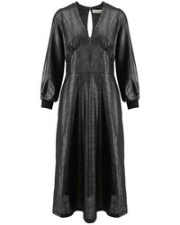 Larisa Dragna - Linen Midi Dress With Metallic Sheen - Lyst