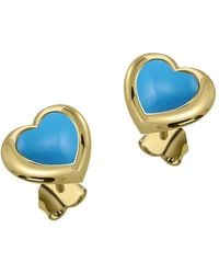 Lunaya Jewelry - Heart Studs - Lyst
