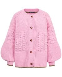 Cara & The Sky - Brigit Balloon Sleeve Pointelle Stitch Cardigan - Lyst