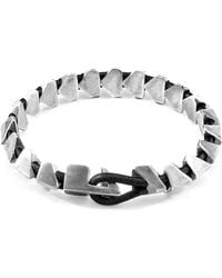 Anchor and Crew - Raven Black Brixham Maxi Silver & Round Leather Bracelet - Lyst