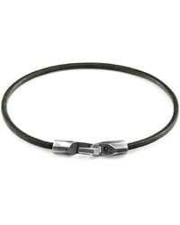 Anchor and Crew - Racing Green Talbot Silver & Round Leather Bracelet - Lyst